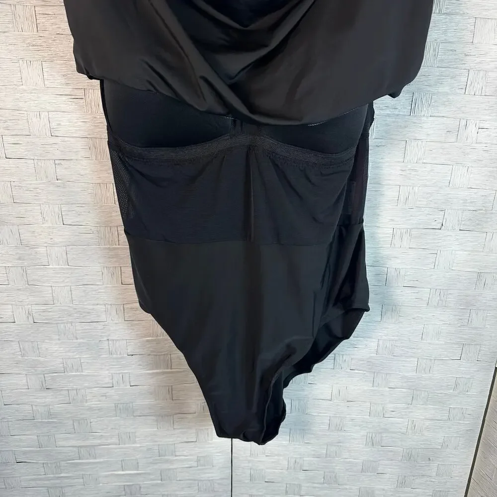 Merona Womens Swimsuit one piece skirt modest coastal beach‎ plus size
